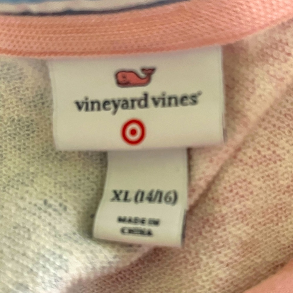 Vineyard Vines for Target Girl 1/4 Zip Pink Pullover Patchwork Whale Sz XL 14-16 - Picture 3 of 3